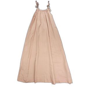 DANIELLA HUNTER Silk Organic Cotton Beachy Boho Mumu A-Line Maxi Dress Pink